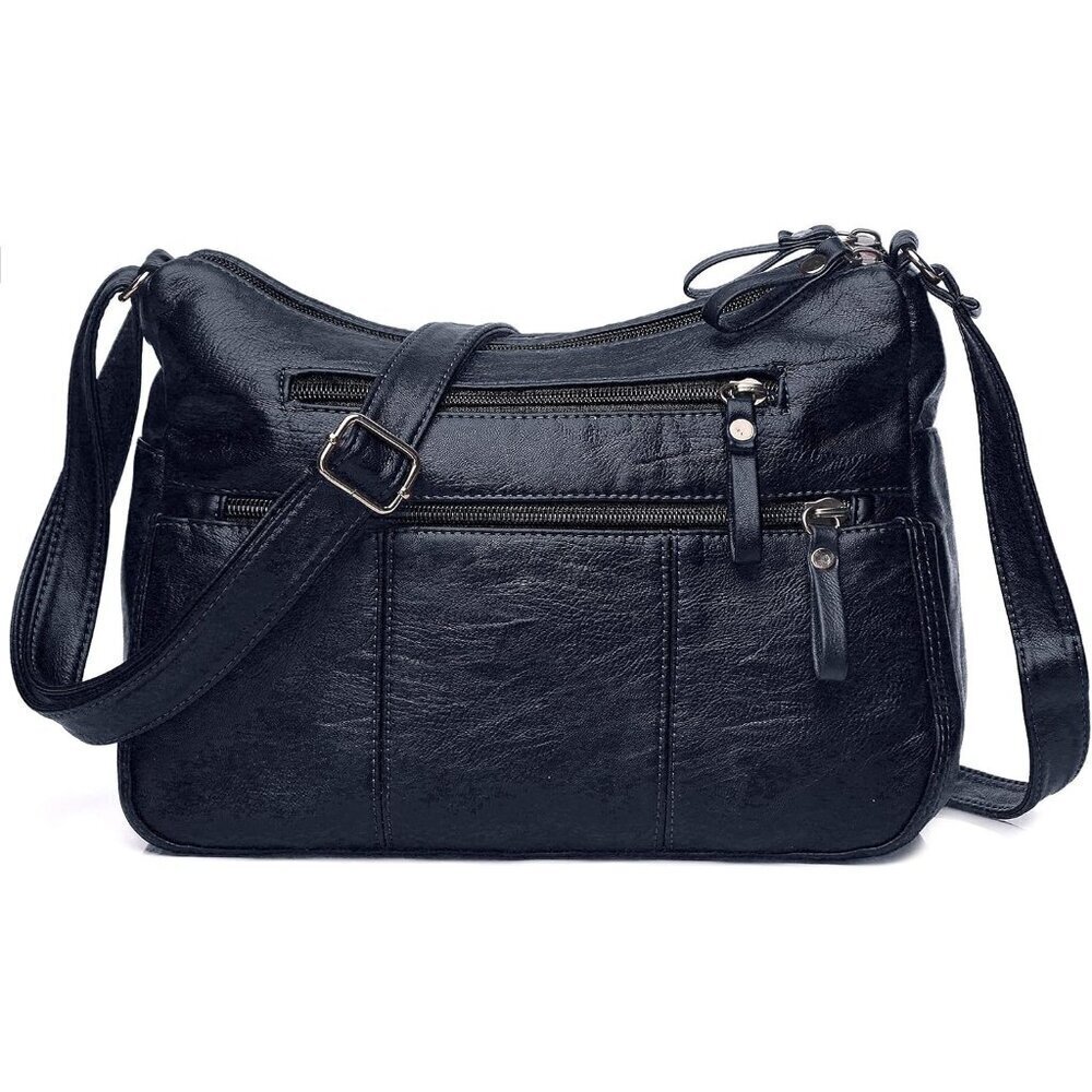 🆕 Volganik Rock PU Leather Shoulder Bag Women Blue Soft Pocketbooks Purse